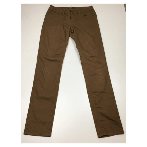 PRANA Caramel/Brown Organic Cotton Blend 5 Pocket Logo Hardware Jeans - Picture 1 of 10